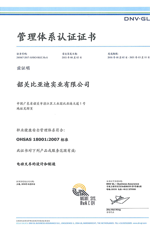 海宁市OHSAS 180012007 证书_00